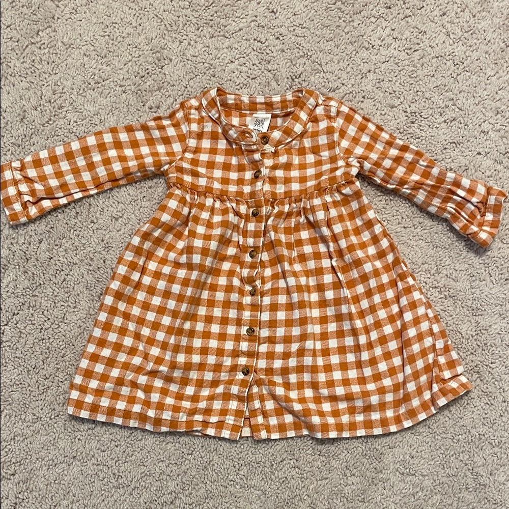 Charming orange and White Checkered Kids Dress